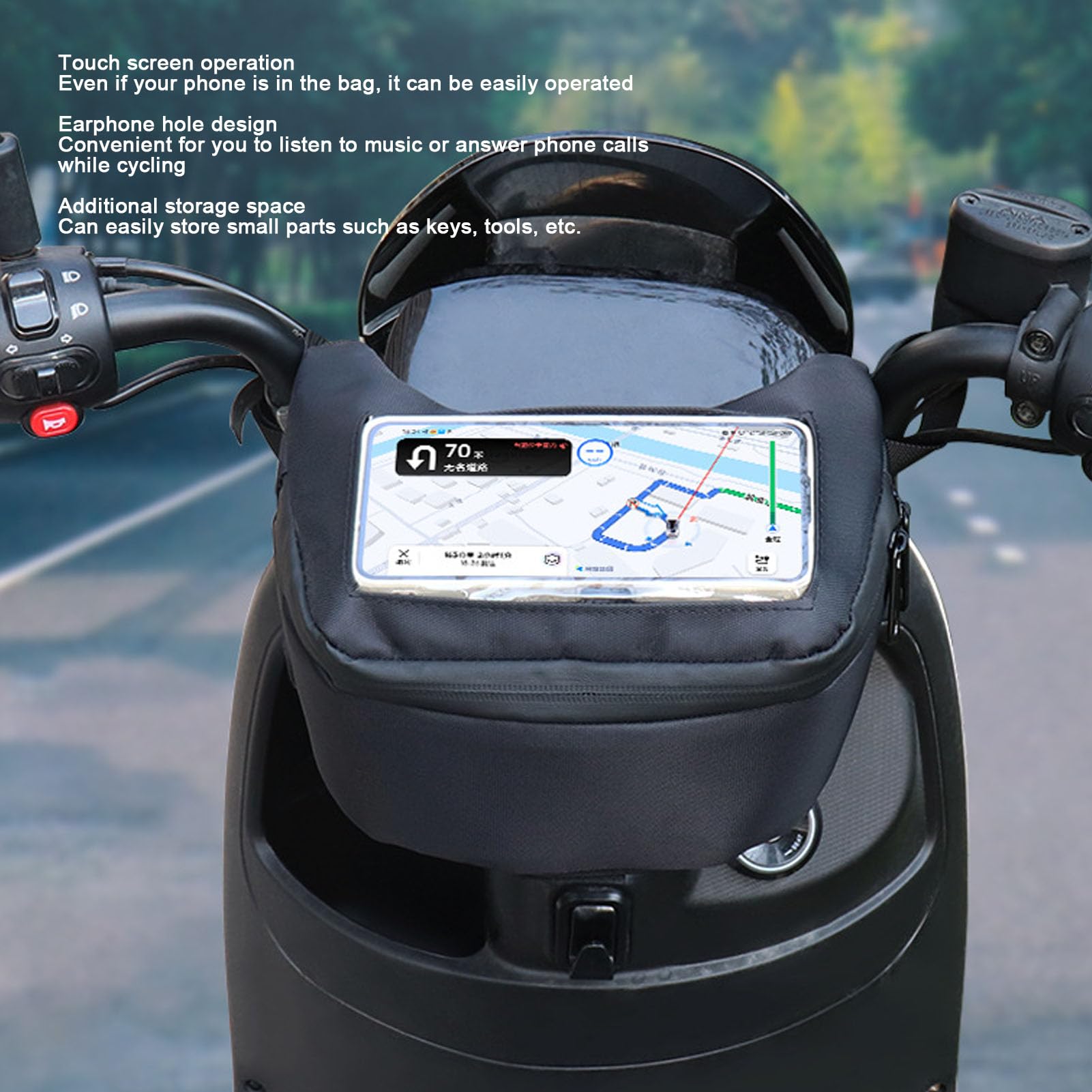 Borsa Moto, Borsa Manubrio Moto Funzionamento Touch Screen Impermeabile Nero Sostituzione Universale per Vespa GTS LX LXV Sprint