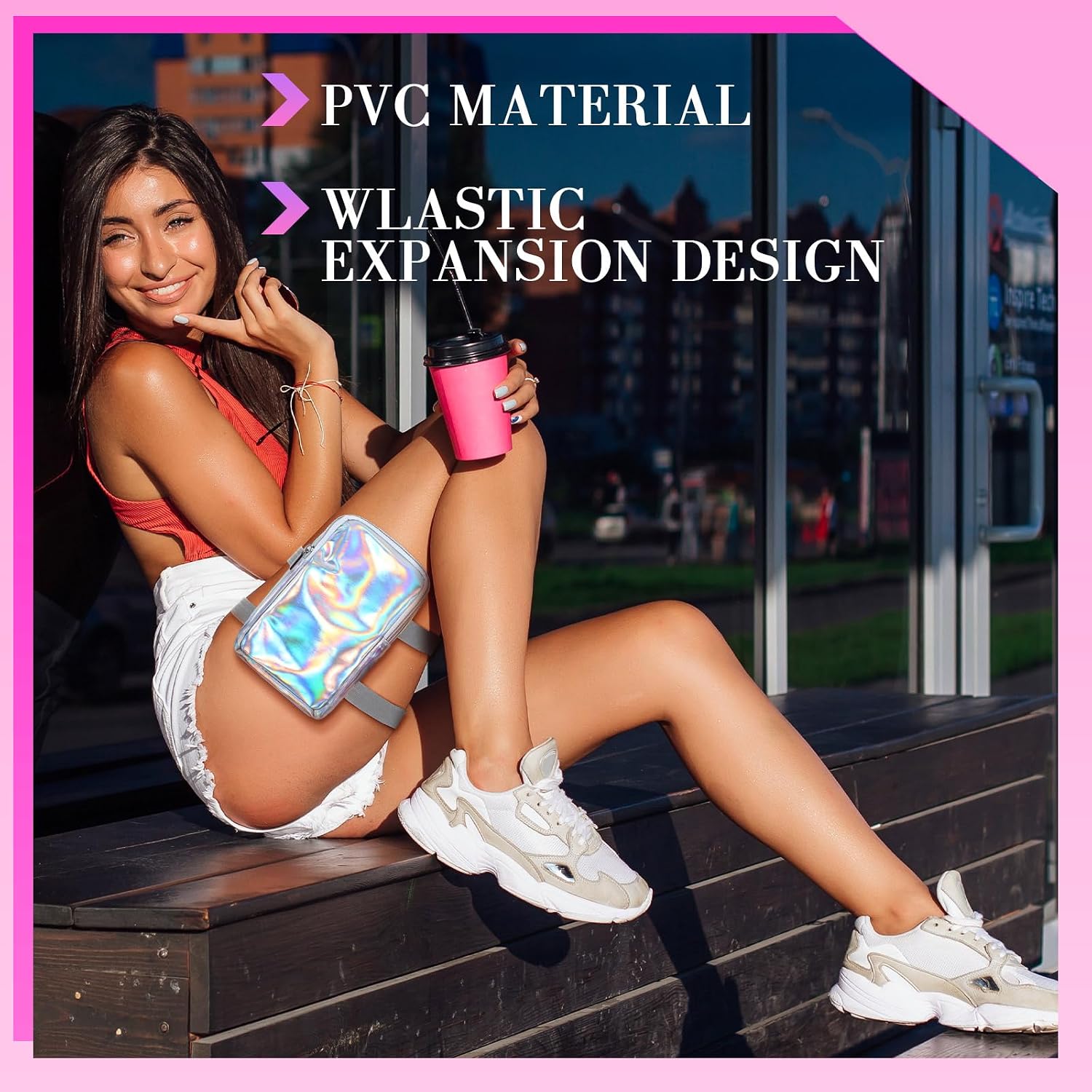 Carnival Thigh Bag for Women, Silver, Leg Bag with Non-slip Pad image 2