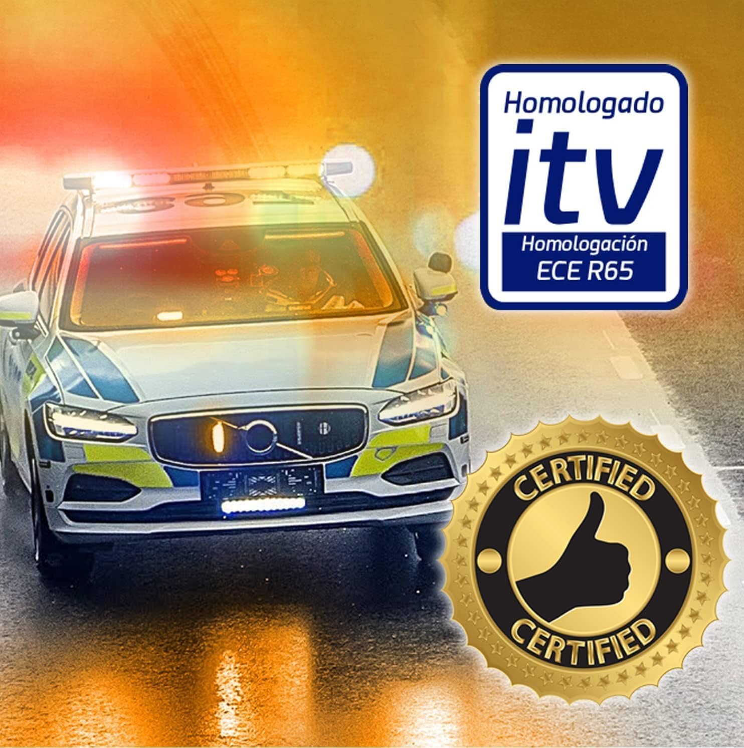 Ryme Automotive Puente de Iluminación con Mando a Distancia - 204 Leds HOMOLOGADO R65 Azul 1.220 mm. Emergencia Homologado Advertencia 10-30 V - 106W - 13 Funciones Slim Aero Techo Vehículo IP67