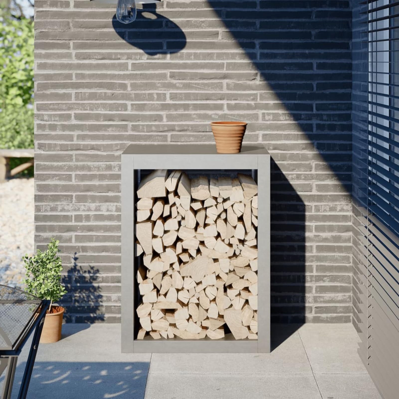 Brennholzregal Edelstahl 60x40x80 cm – robust, korrosionsbeständig & luftdurchlässig für trockenes Holz – ideal für Kamin, Ofen & Wohnzimmer