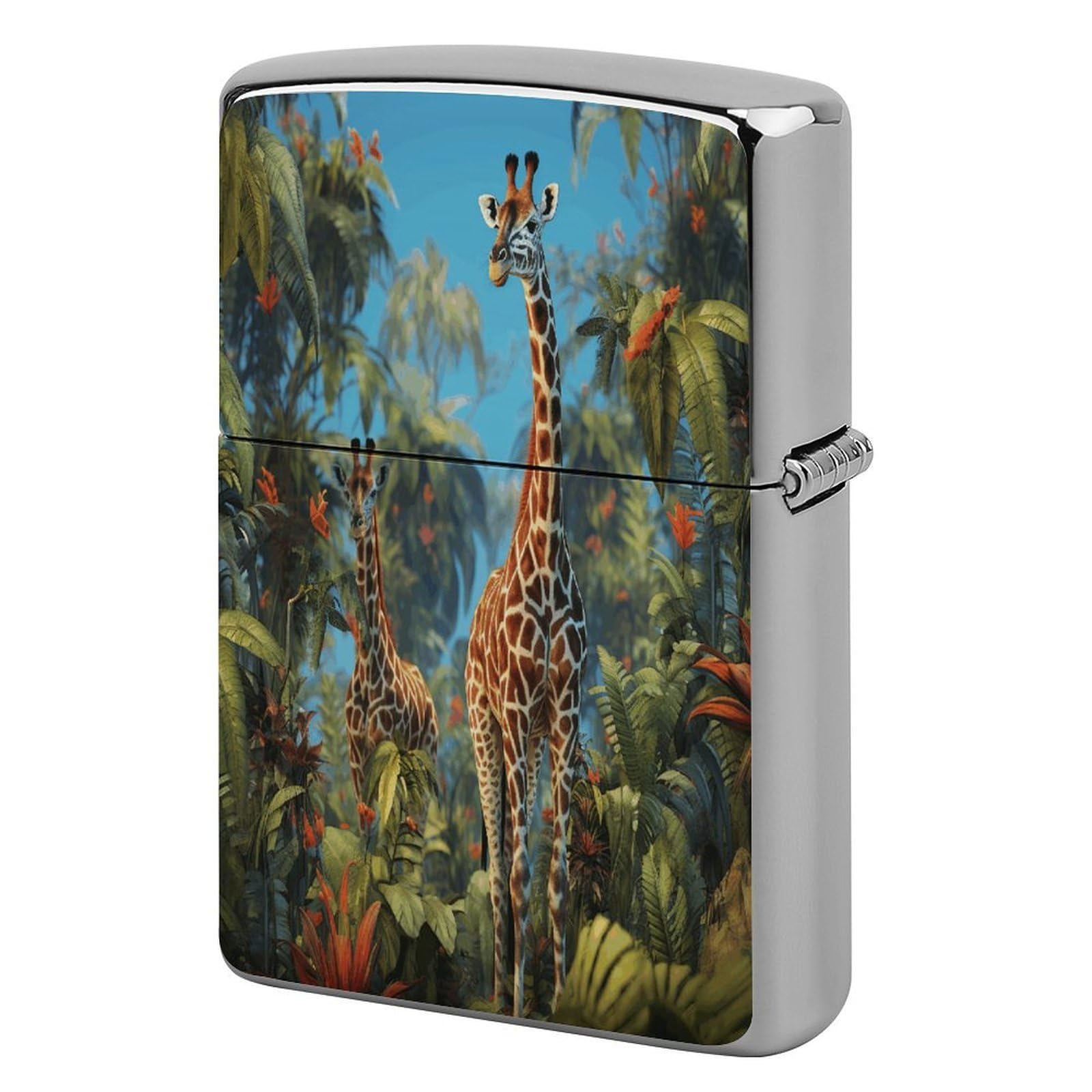Fekiloot Style Jungle Giraffe Lighter Case Cover Metal Lighter Case
