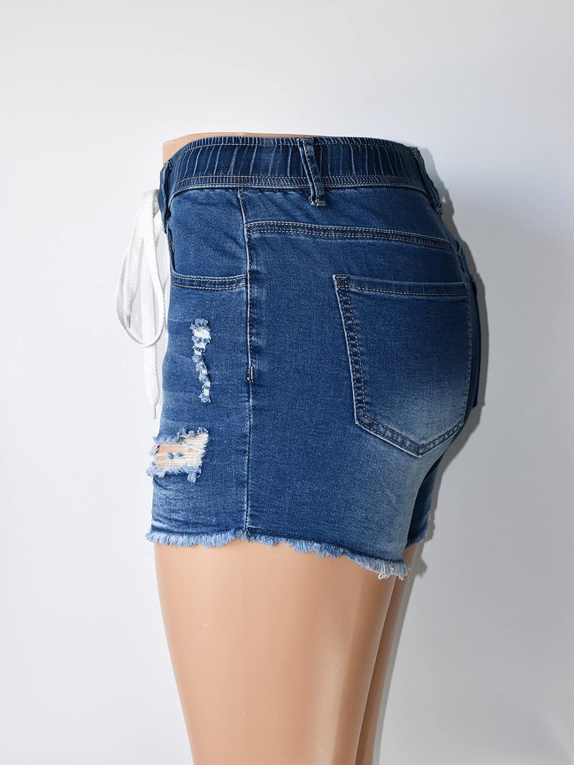 Aodrusa Womens Ripped Denim Shorts Mid Rise Body Enhancing Curvy Cutoff Distressed Jeans - Image 4