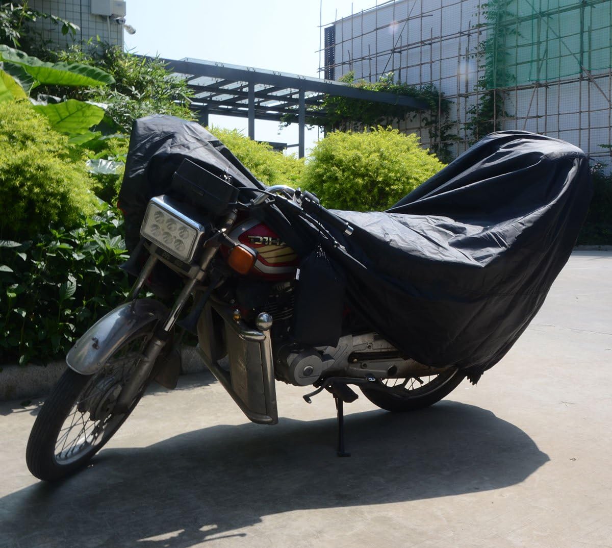 Motorcycle Covers with Lock FLR Waterproof All Season Scooter Motorbike Cover Outdoor Motorcycle Cover for 96in Harley Davidson,Yamaha, Kawazaki,Honda,Suzuki Motorcycle Cover (XL-Black)