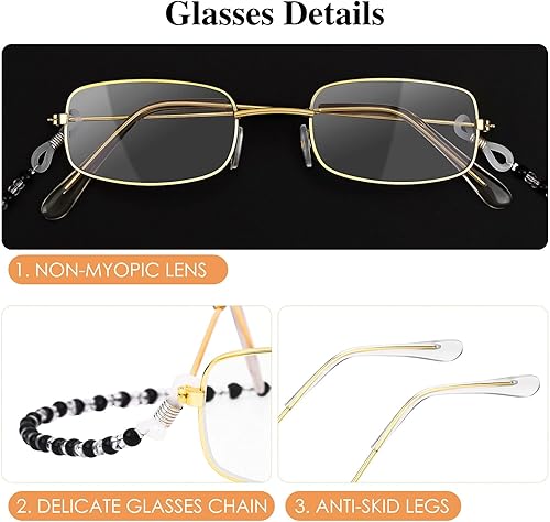 Miniatura 4 de URATOT Juego de 5 piezas de peluca de 100 días de escuela de anciana para abuela, rodillos para el cabello, gafas, collar y pulsera