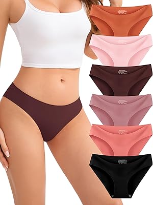 Womens Underwear Seamless Bikini No Show Panties Soft Comfortable Stretchy Invisibles Briefs Low Rise Hipster 6 Pack