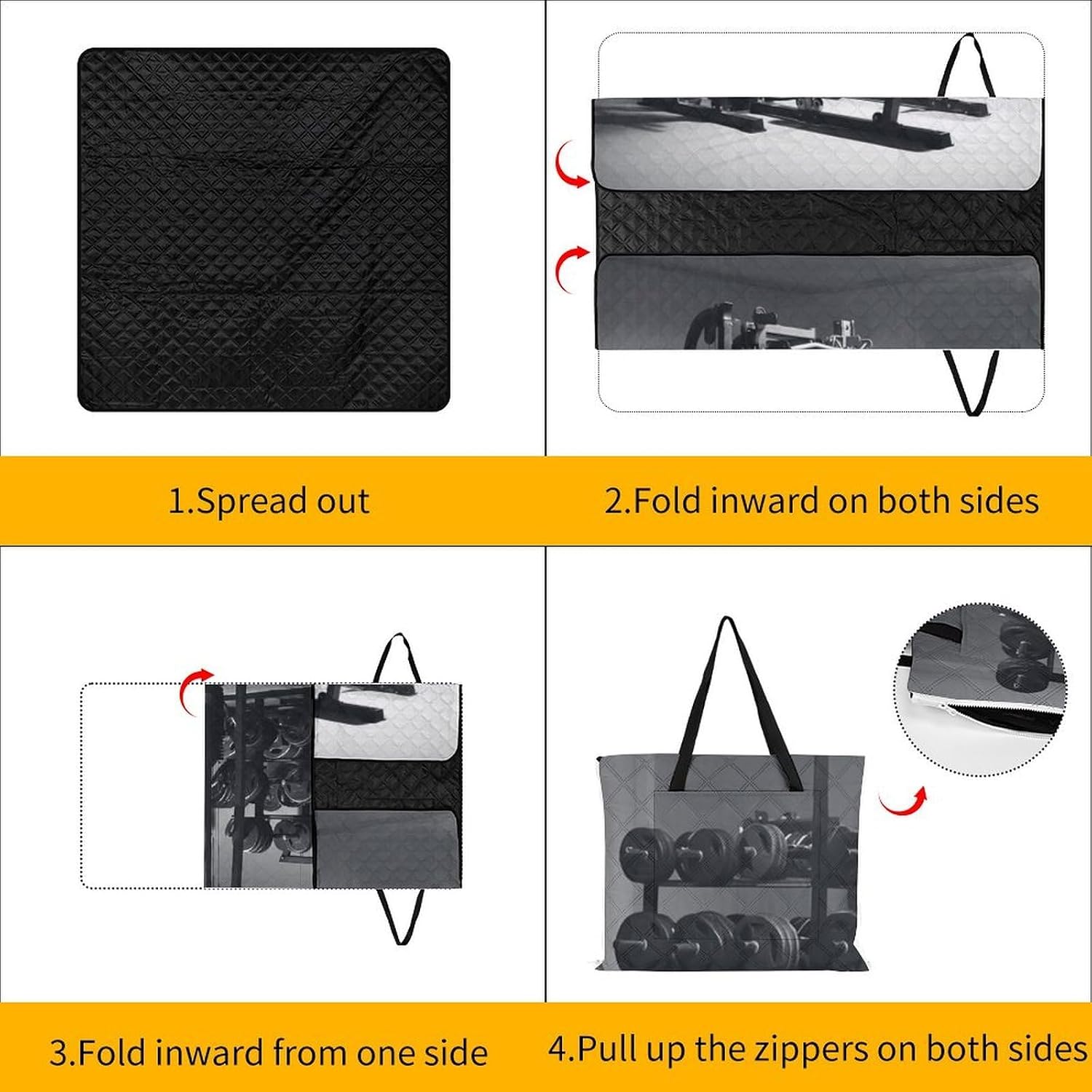 Gym Equipment Picnic Blanket with Zipper Water Resistant Sand Free Picnic Mat Washable Foldable Easy Carry Beach Blanket for Lawn Beach Hiking Camping
