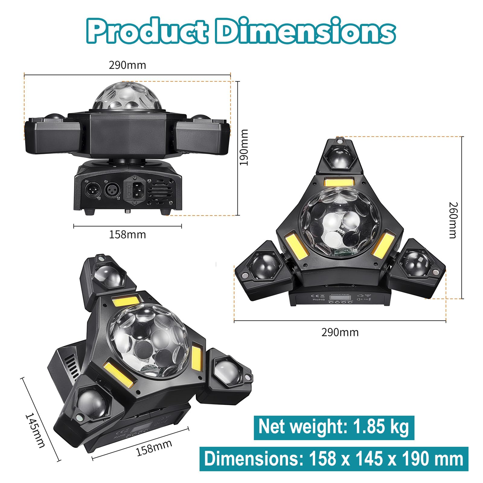 80 W RGBW LED Illuminazione da palcoscenico DJ con effetto fascio RGB, 20 canali DMX512, suono attivato Strobe, Master-lave Auto Run, 0-100% oscuramento delicato per feste, club, discoteche, matrimoni