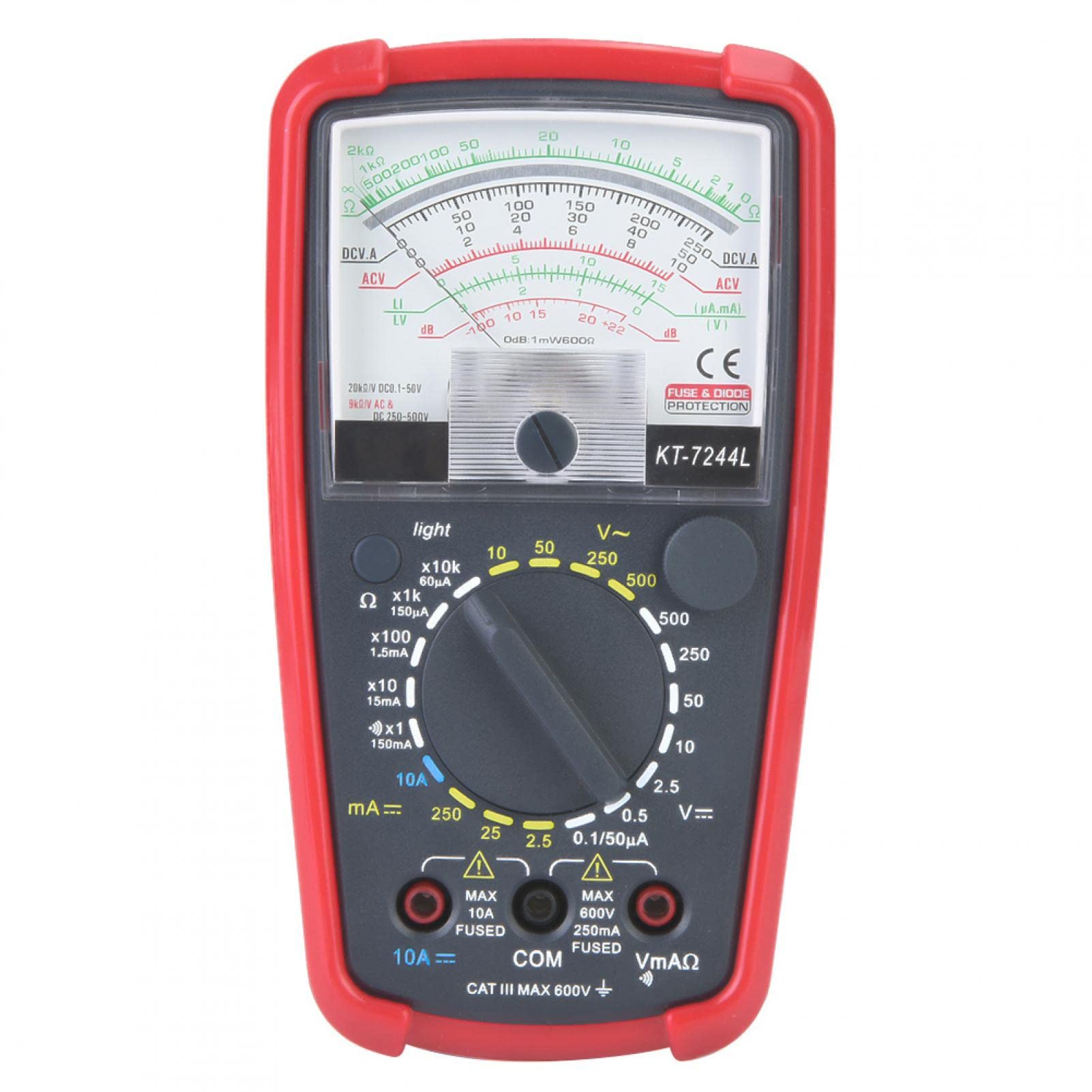 Tyenaza Multimetro KT7244L, multimetro analogico Tester Multifunzione ad Alta sensibilità Tester di precisione Portatile a Doppia Gamma Multimetro analogico Portatile Professionale