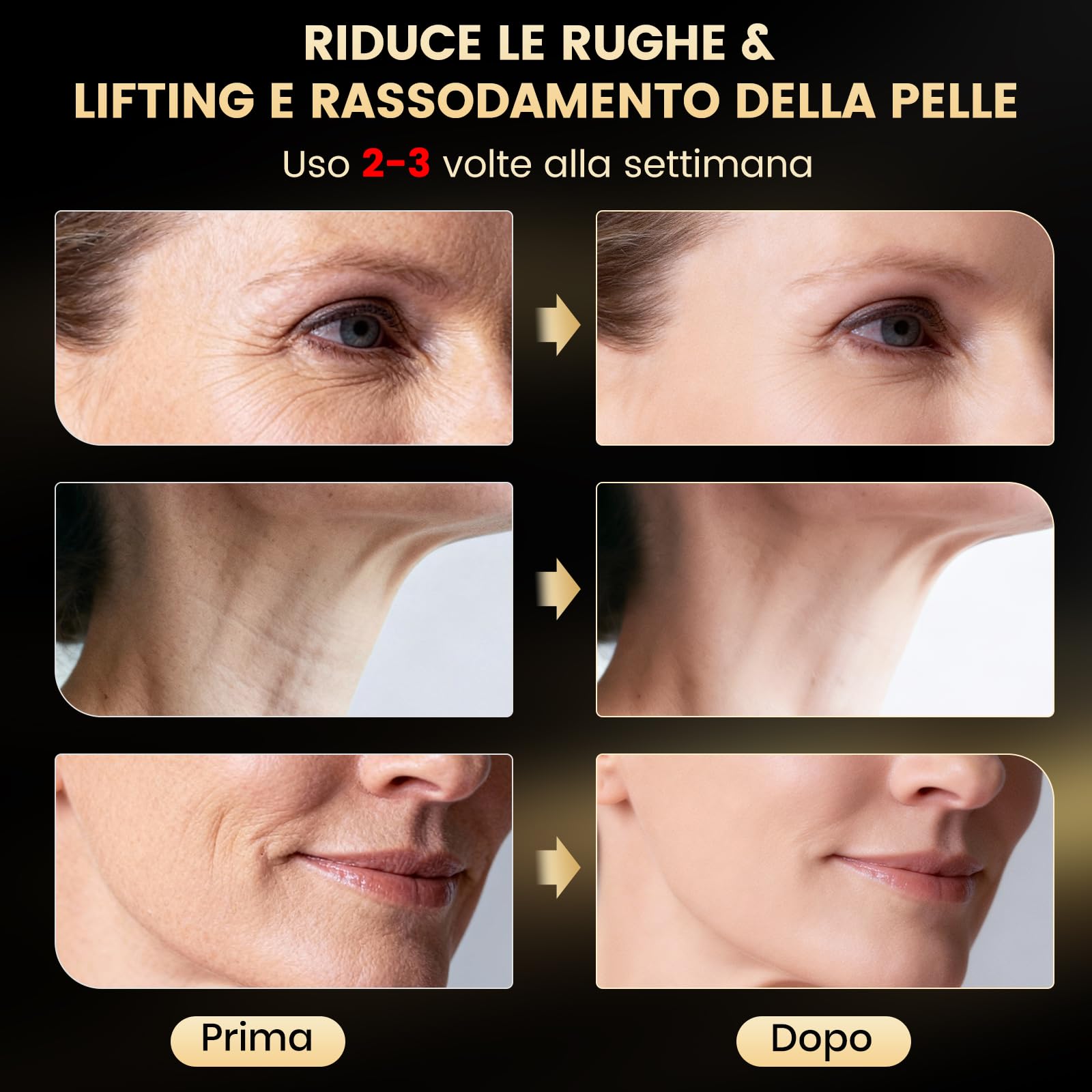 Massaggiatore Viso Lifting Antirughe Elettrico, DOCOCO Doppio EMS Dispositivo di Bellezza Antirughe con 3 Modalità, 45℃ Terapia Lifting Viso, Massaggio Rassodante Viso e Collo
