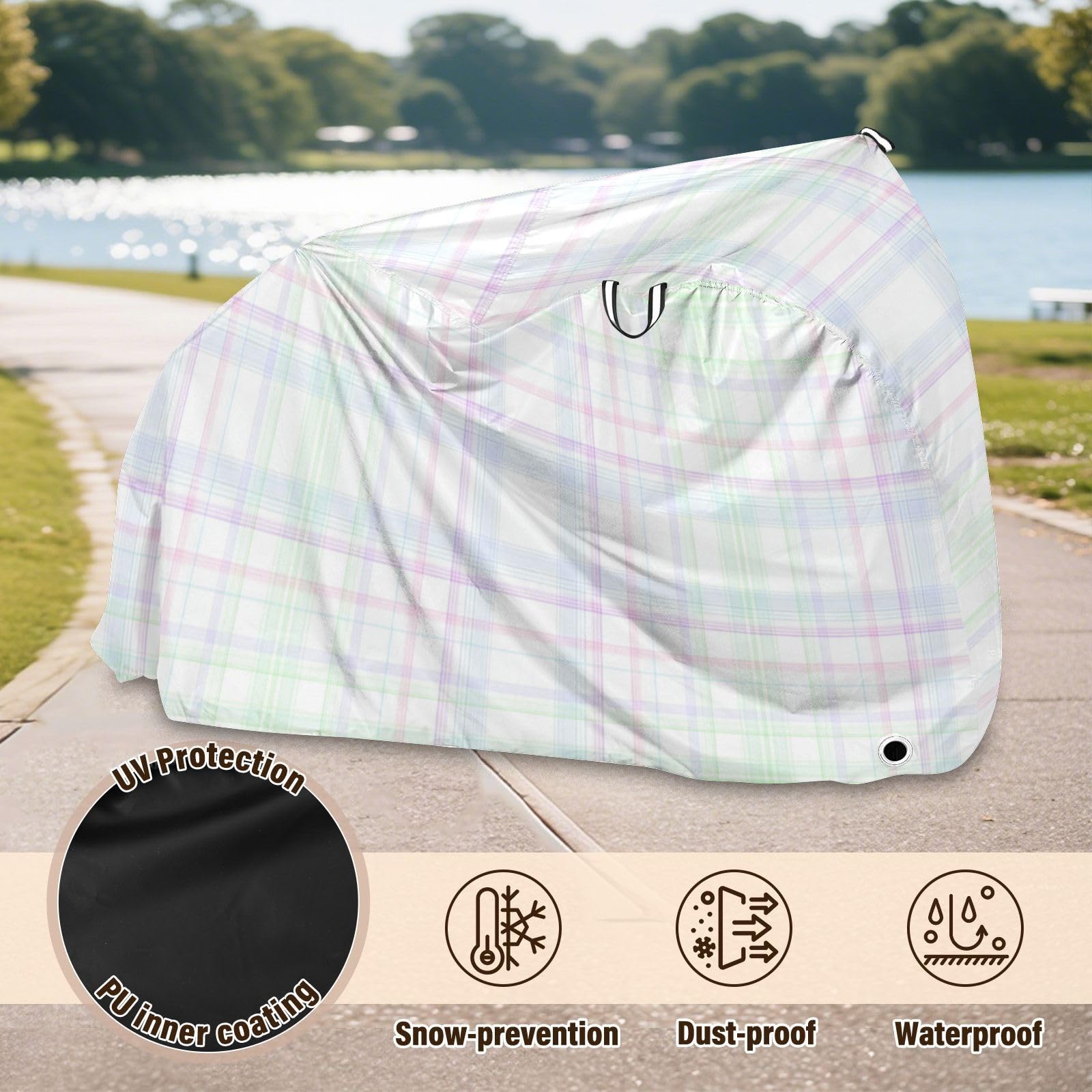 Housse de vélo électrique imperméable à motif écossais classique pour rangement de vélos