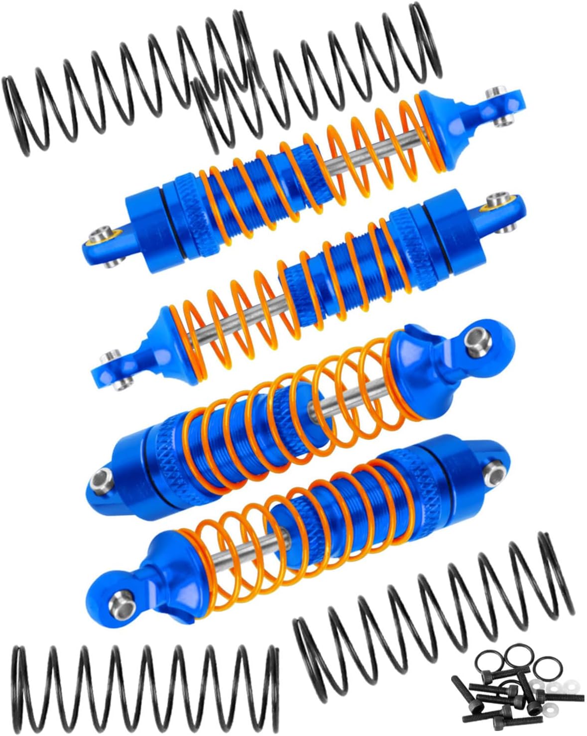 RC Front Rear Assembled Full Metal Shocks Upgrades Part for 1/18 LaTrax Teton Desert Prerunner,Equipped with Two Sets of Springs, Replace Parts 7660 7665(Navy Blue 4PCS)