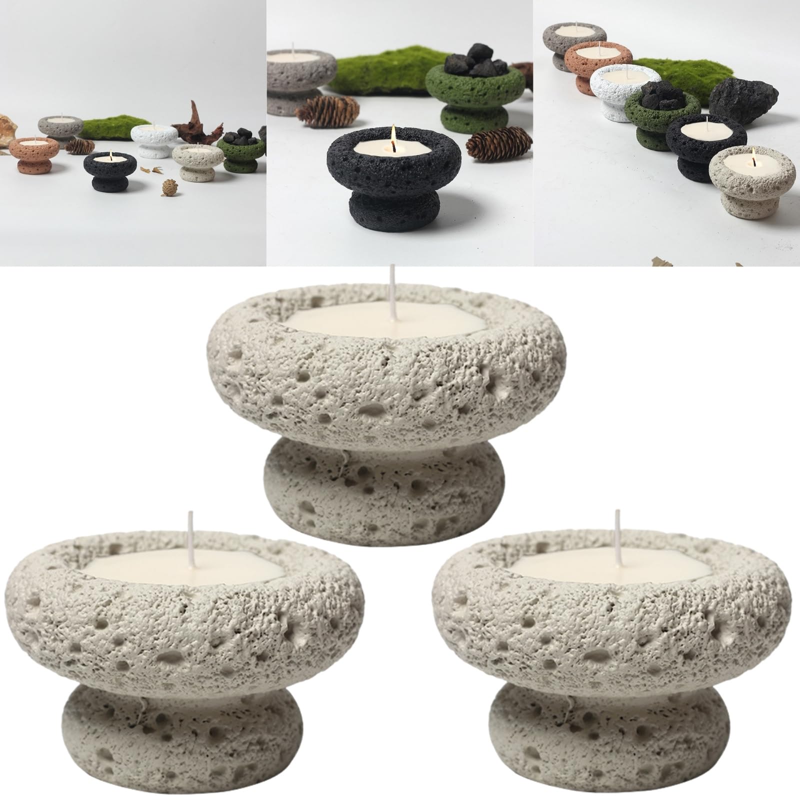 Boxonly Cement Candle Container in Beige, Stylish and Durable, Empty Cup for Wax Pouring and Aromatherapy, Perfect for Home Décor and Gifts, 3pc