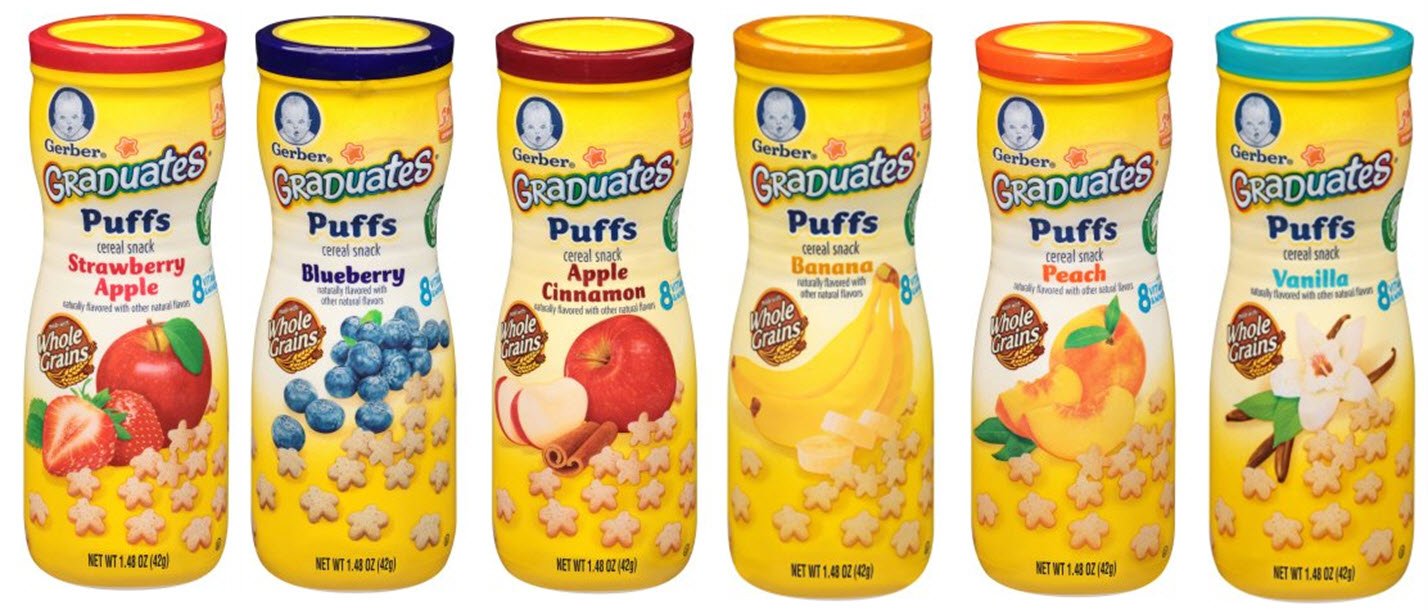 Gerber Graduates Puffs Cereal Snack, Variety Pack, Naturally Flavored