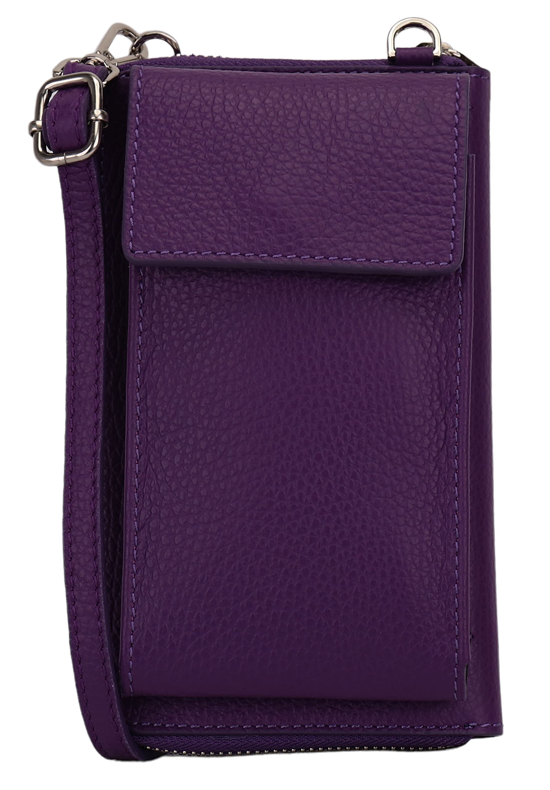 SH Leder Damska torba na telefon komórkowy torba na ramię portfel wielofunkcyjny worek z prawdziwej skóry regulowany pasek na ramię telefon komórkowy do 6,5 cala 11,50 x 19 cm Sarah G339