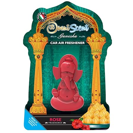 Omniscent Ganesha Car Air Freshener, Rose, 12g at Rs. 88