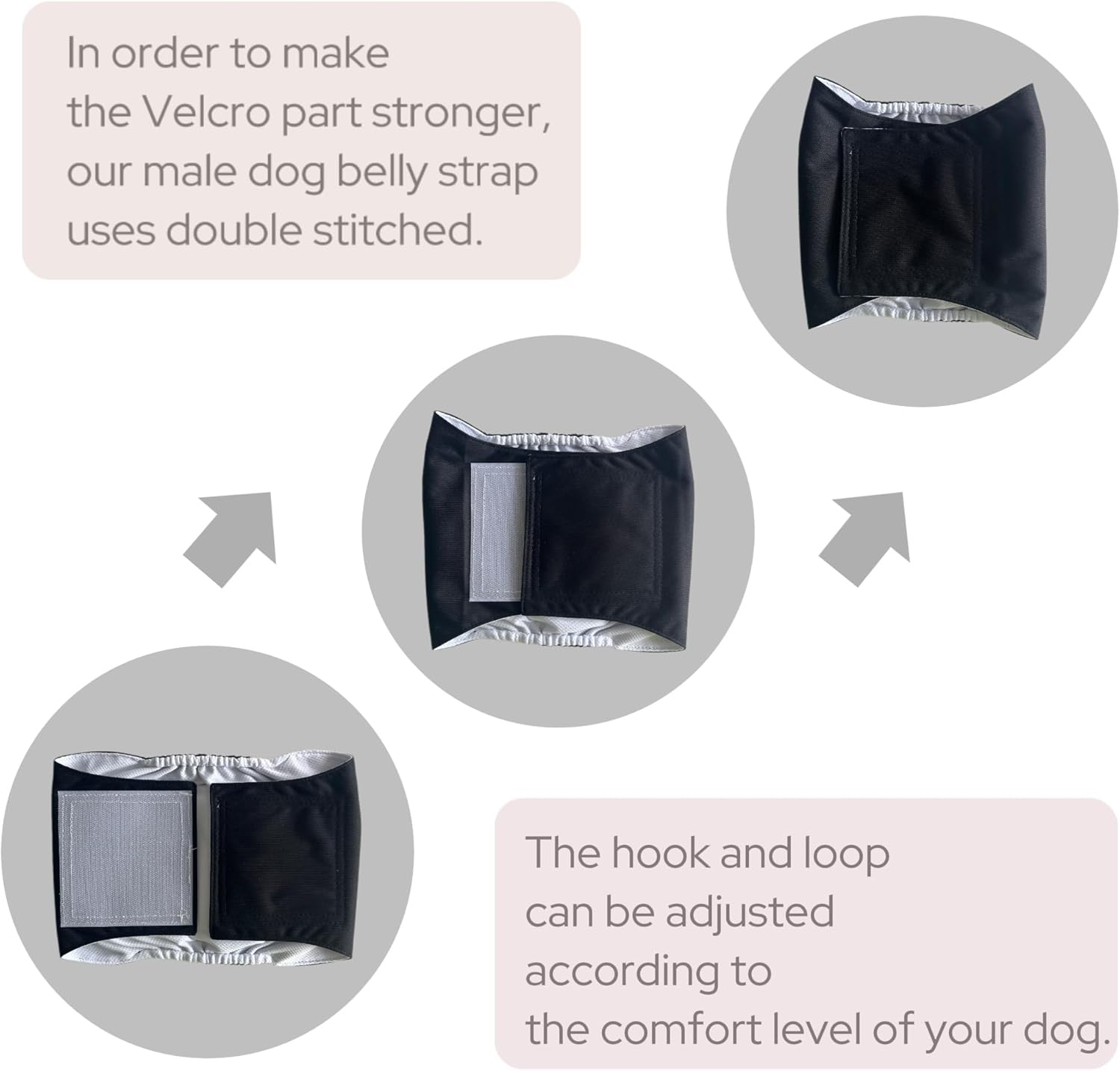 1 Pack 3 Reusable Dog Diapers Washable Male Belly Bands for Dogs, High Absorbing Male Dog Doggie Puppy Wraps