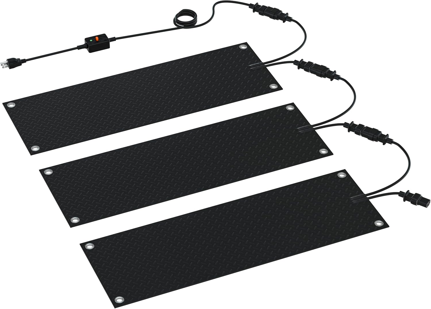RELIANCER 3PCS Snow Melting Mats,10"x30" Outdoor Heated Snow-melting Walkway Mat,Anti-Slip Rubber Mat for Winter Snow Removal,Electric Snow and Ice Heating Pads for Stairs,Sidewalks,Entrances,Doorways