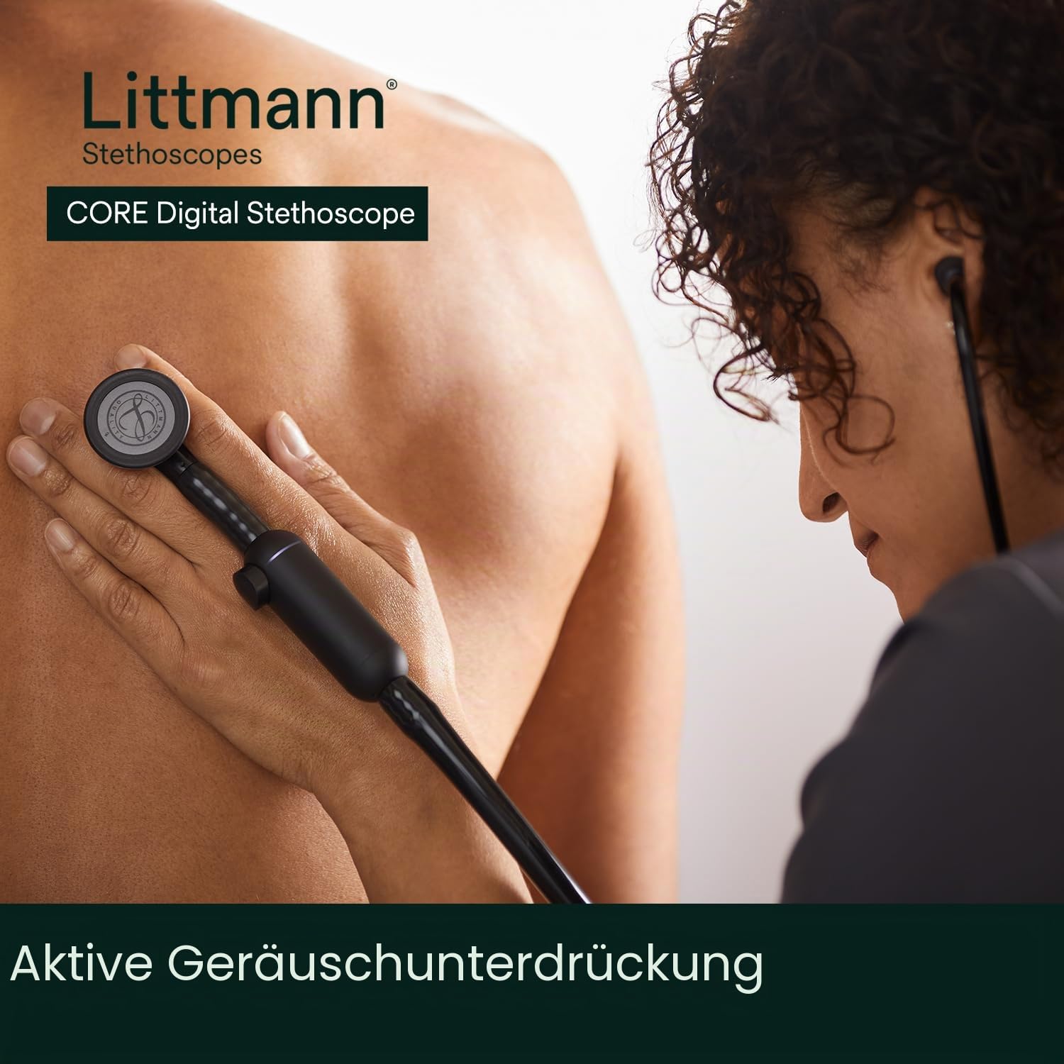 Littmann CORE Digital Stethoskop, 8490, Schlauch Schwarz | Schwarzes Bruststück. Bis zu 40-fache Verstärkung und aktive Geräuschunterdrückung. Für Ärzte und Medizinstudenten