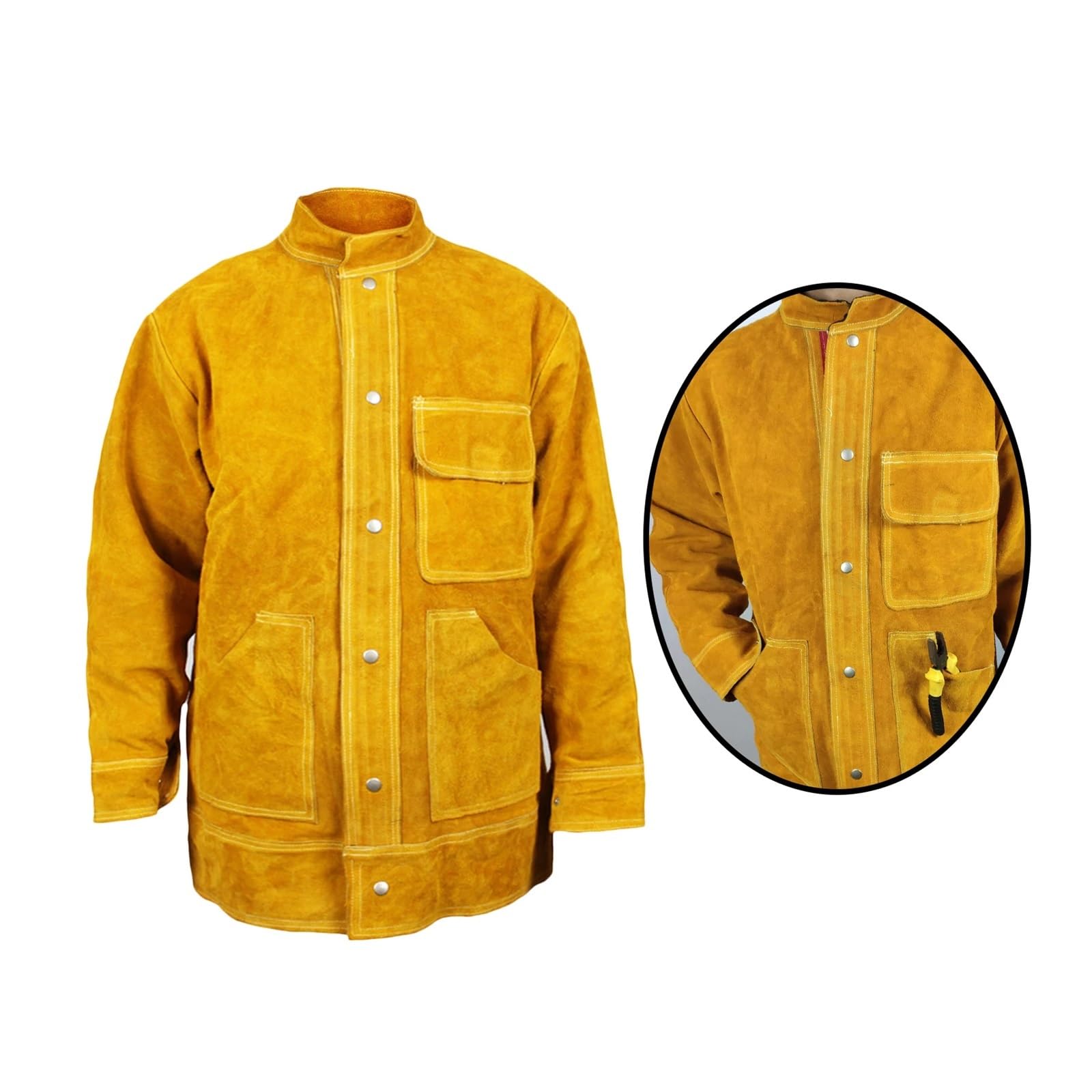 Chaqueta de Soldadura de Verano Camisas Ropa de Cuero Resistente al Fuego(XXXL)