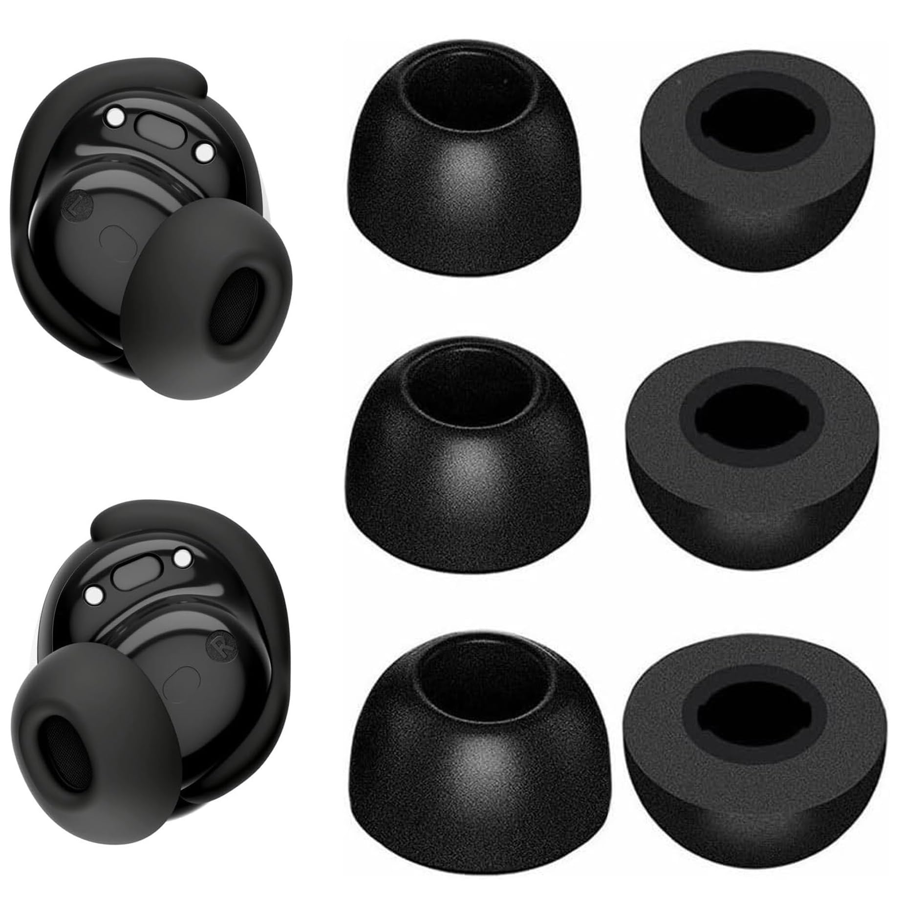 Replacement Memory Foam Ear Tips Compatible with Bose New QuietComfort Earbuds (2024 Released), Noise Canceling Foam Eartips Ear Plug Ear Tip,Fit in Case,L/M/S 3 Size 3 Pairs,Black (214Foam3PB)-image-41