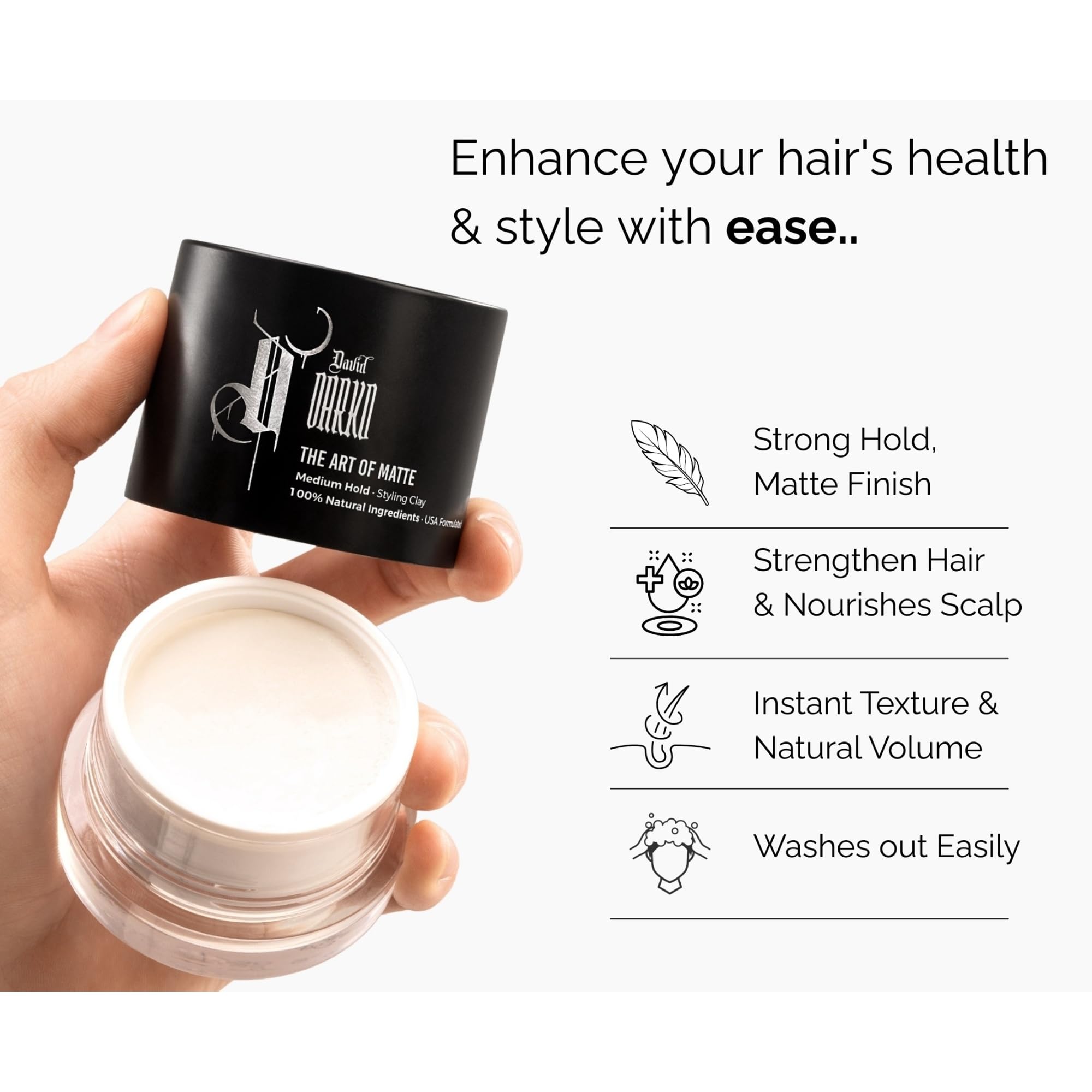 Amazon.com: David Darko Hair Clay for Men – 100% Natural Matte