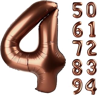 Dark Brown 4 Balloon, Coffee Brown Number Balloons 40 Inch, 4th Chocolate Party Decorations, Four Large Numbers for Party Decor, Number 4 Balloon