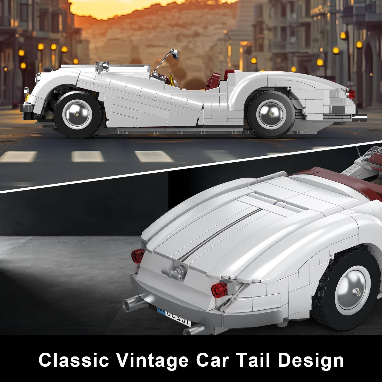 Mould King 10236 - Set di mattoncini per auto sportive, 1302 pezzi, modello creativo di auto d'epoca, per ragazzi e adulti 14+ (versione statica)
