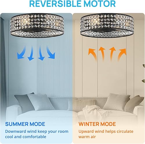 Miniatura 5 de YYEHON Ventilador de techo enjaulado de 17.7 pulgadas con luz y control remoto, ventilador de araña sin aspas de montaje empotrado, lámpara de