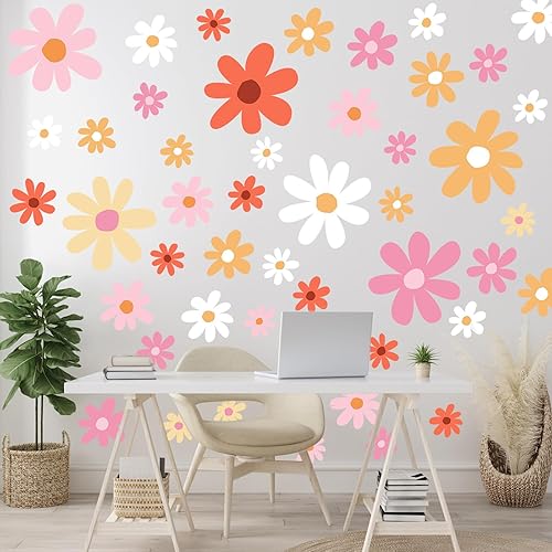 Miniatura 6 de TaoBary 12 hojas de calcomanías de pared de margaritas grandes, calcomanías de pared de margaritas grandes para pared, despegar y pegar para