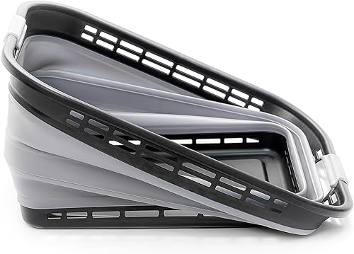 Miniatura 9 de SAMMART Cesta plegable de plástico para la ropa sucia de 42L (11 galones), contenedor de almacenamiento portátil desplegable, cesta portátil, ahorra