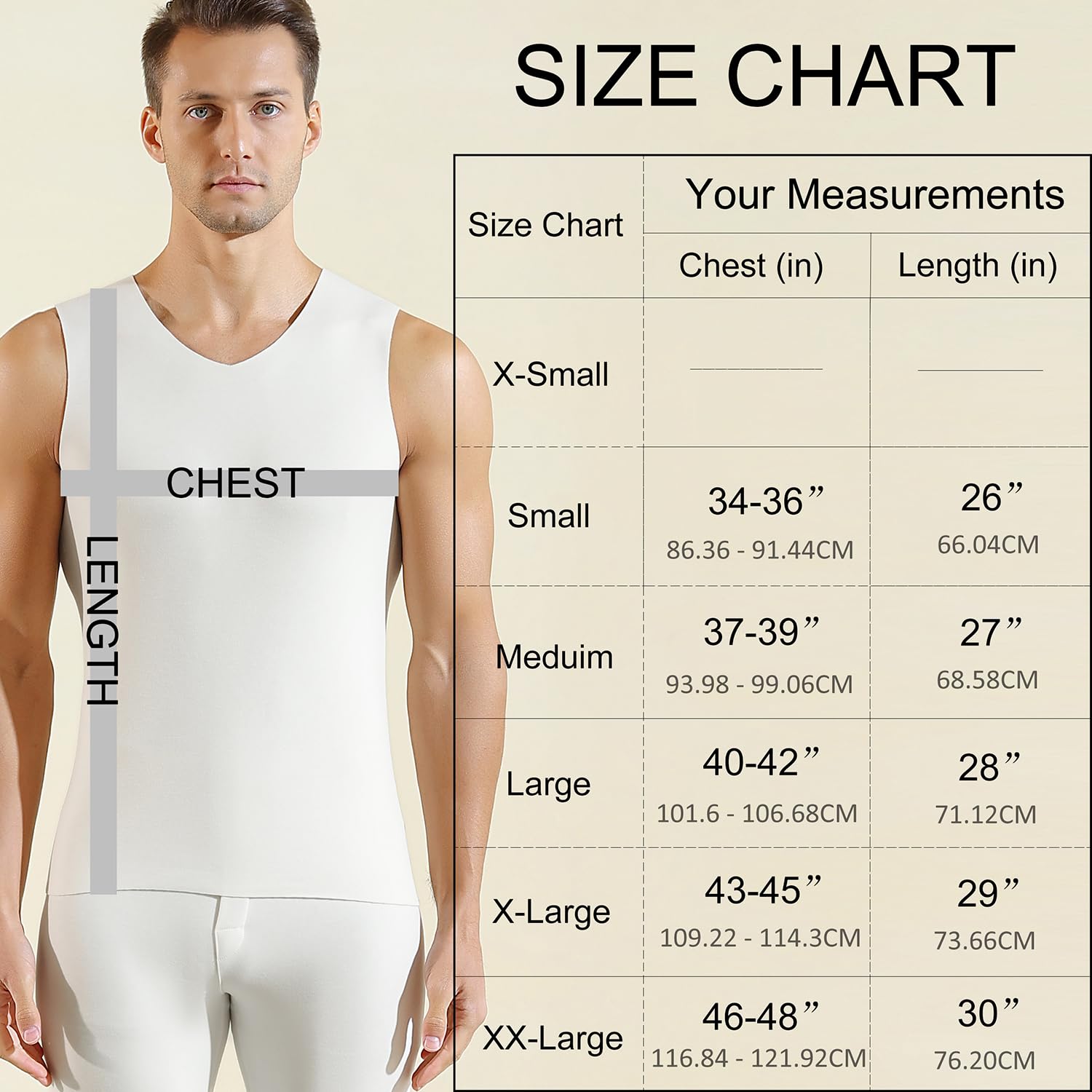 yntilla Men's Thermal Underwear Tank Top Base Layer Shirts Fleece Winter Warm Undershirt Black