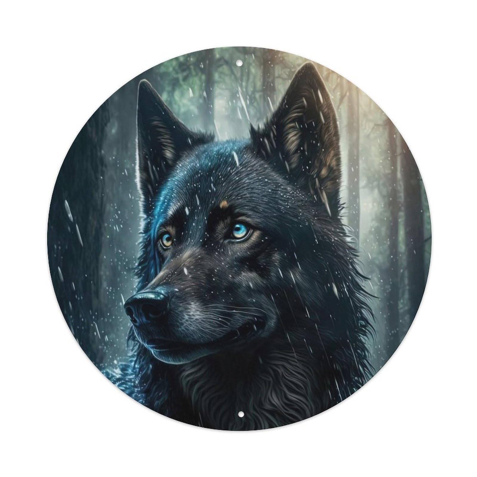 Animal Wolves in The Rain Metal Tin Sign