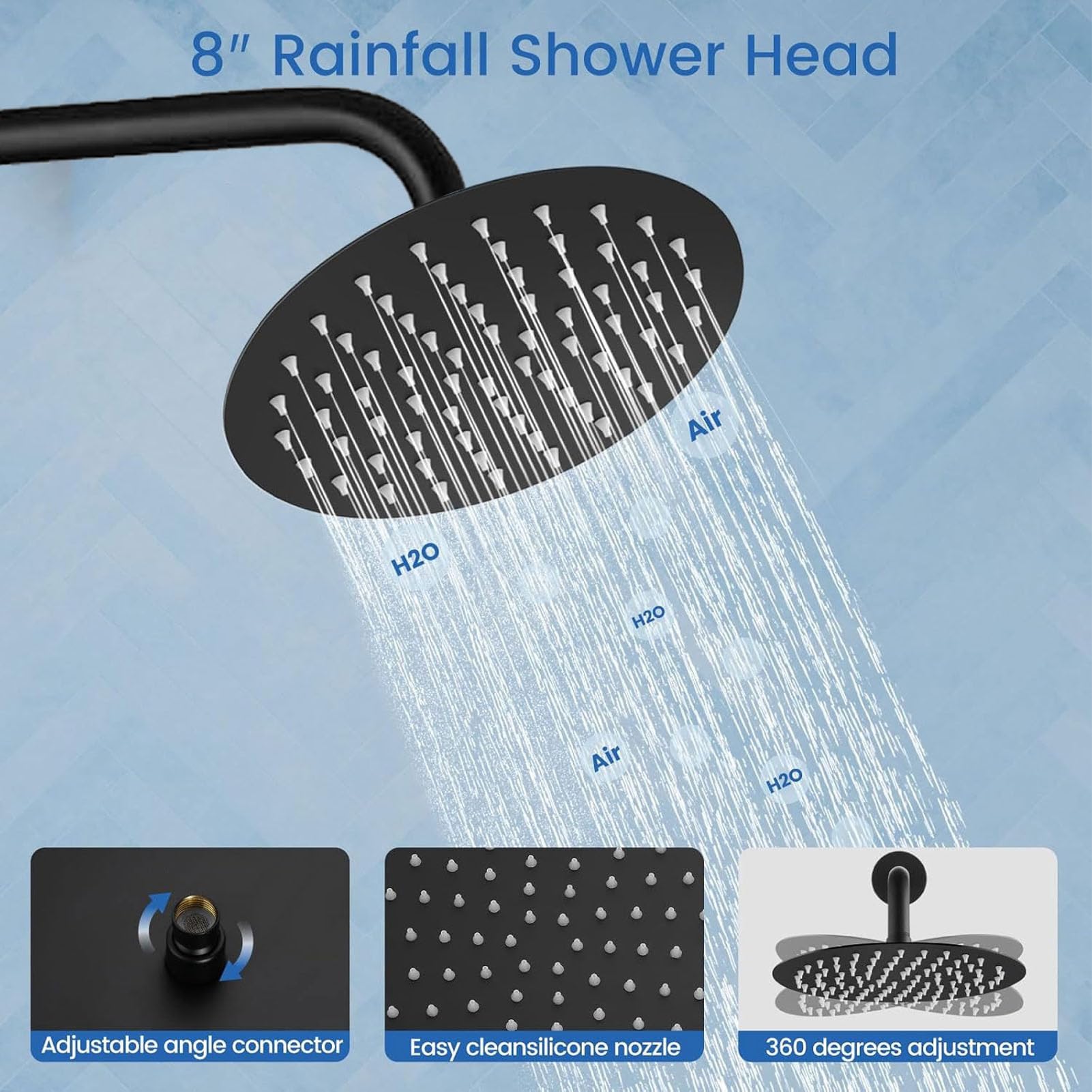 Ejoyous Kit de Ducha Exterior Fabricado en Acero Inoxidable 304 con Rociador Tipo Lluvia y Grifo para Piscina y Playa