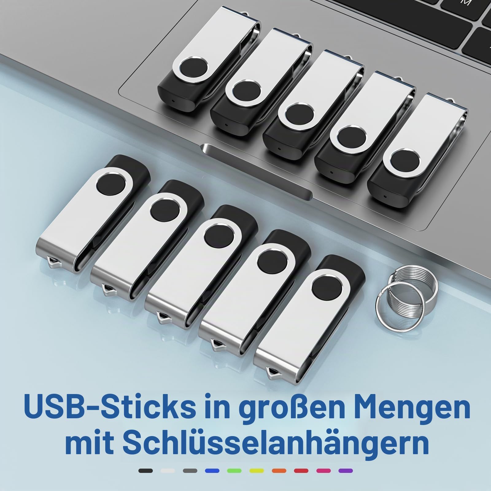 WOOOLKEN USB Stick 16GB 10er Pack USB 2.0 Speicherstick schwarz