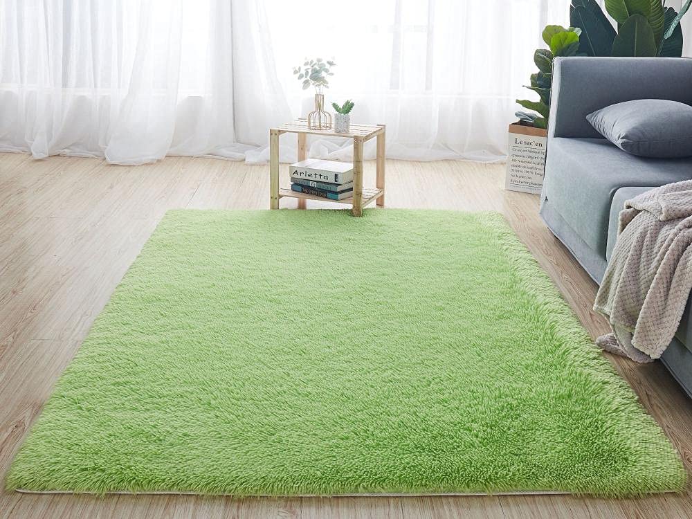 Grand tapis de salon en laine de soie moelleux pour chambre d'enfant