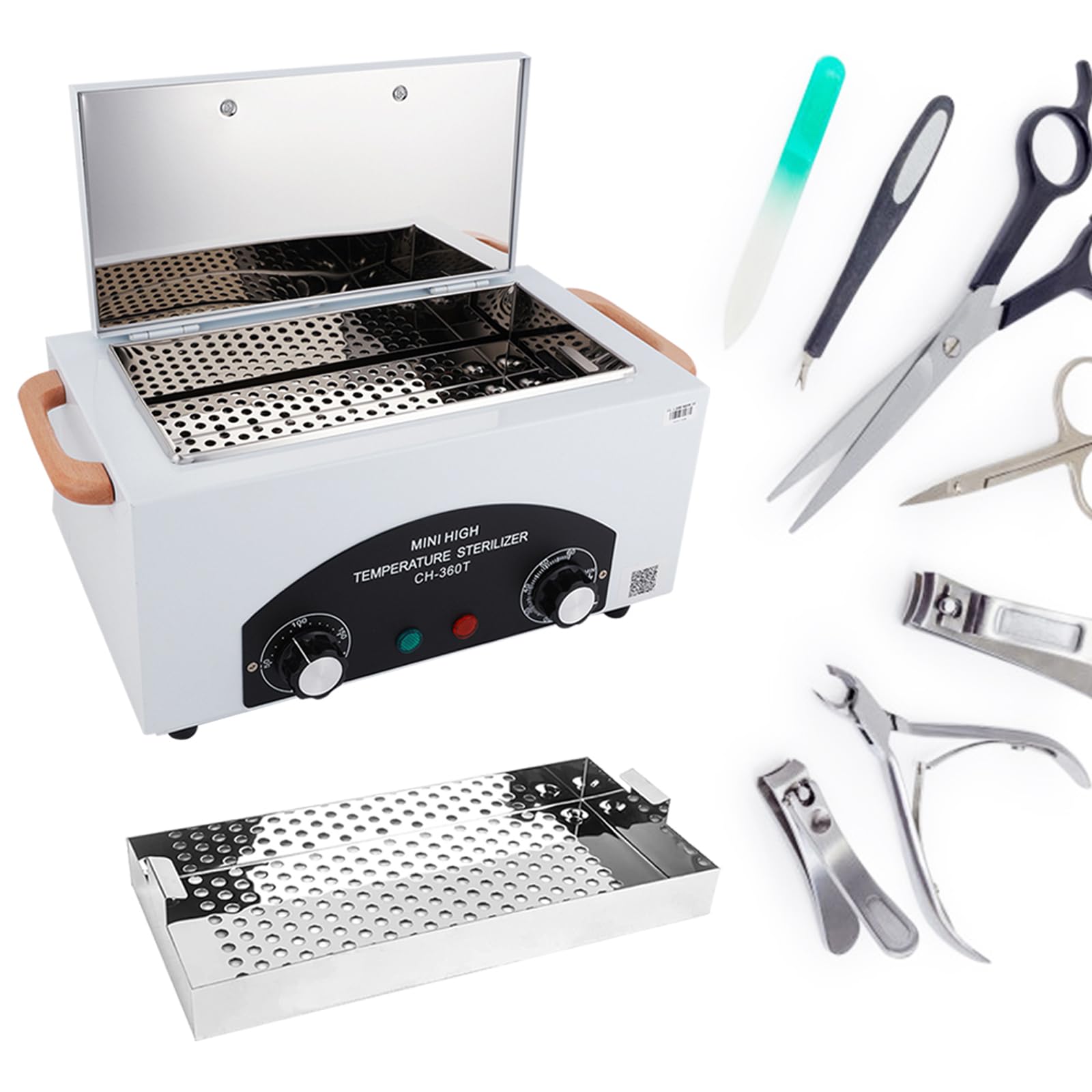 Desinfección Esterilizador Aire Caliente, 300W 1.5L 200℃ Esterilizador Calor Seco Esterilizadors Alta Temperatura EsterilizadorsHerramientas para Uñas con Temporizador y Luz Indicadora para Peluquería