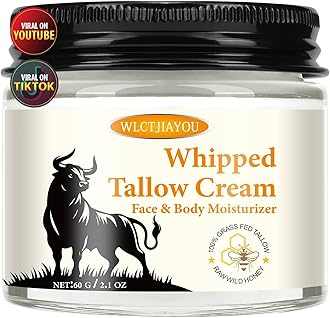 Beef Tallow Skin Care - Tallow and Honey Balm - 100% Grass-Fed Beef Tallow, Honey & Beeswax, Deep Hydration for Dry & Aging Skin, Natural Skin Barrier, Nourishing Moisturizer