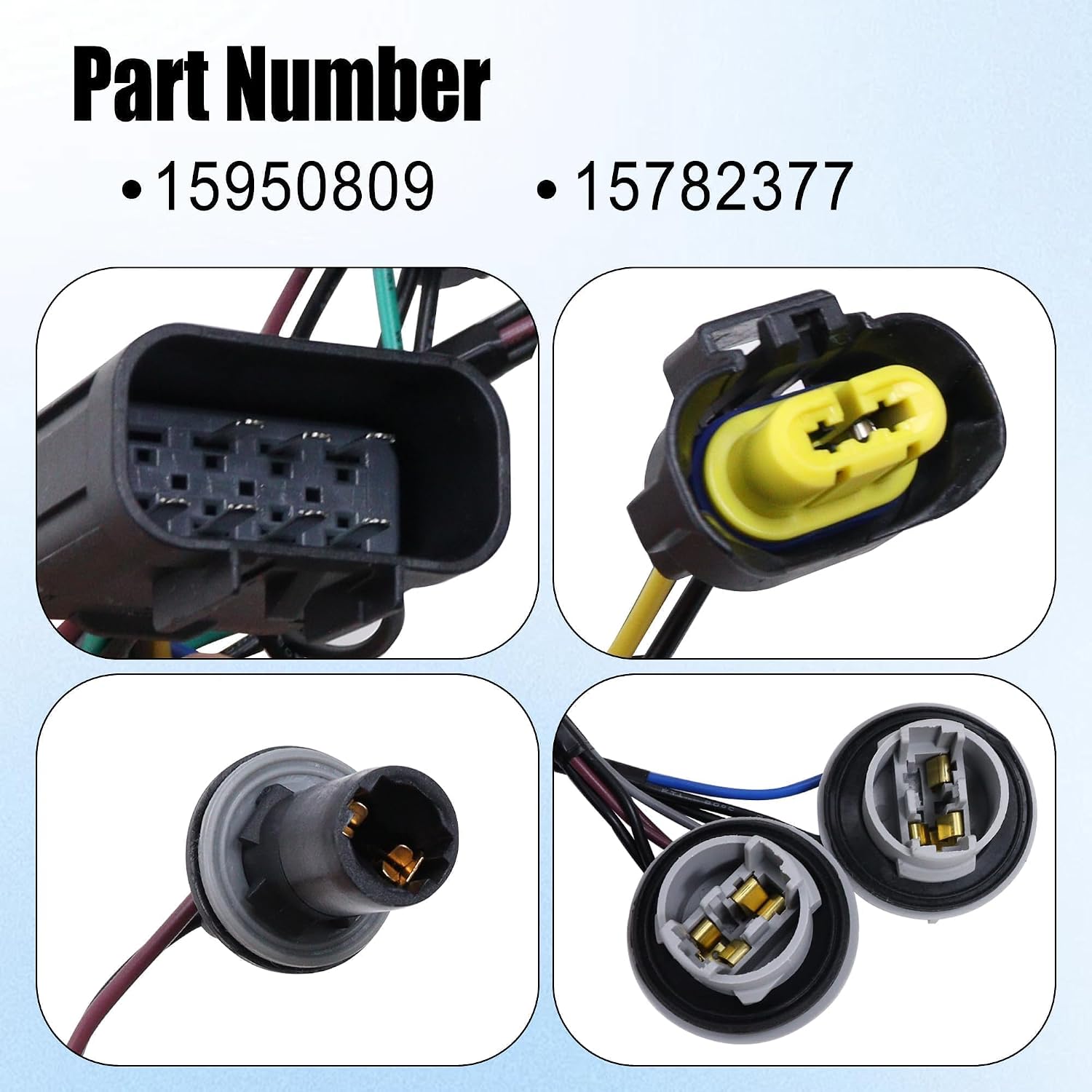 2pcs Headlight Headlamp Wiring Harness Compatible with 2007-2014 Chevy Tahoe Suburban Avalanche Compatible with GM SUV Replace 15950809 15782377