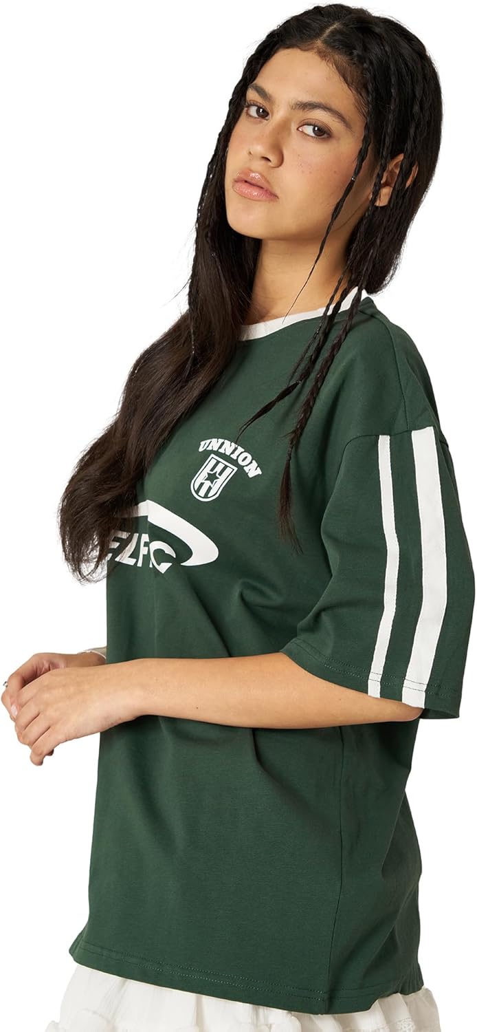 Aelfric Eden Graphic Tees Y2k Women Oversized T Shirts Striped Patchwork Crewneck Unisex Streetwear Tops - Image 5