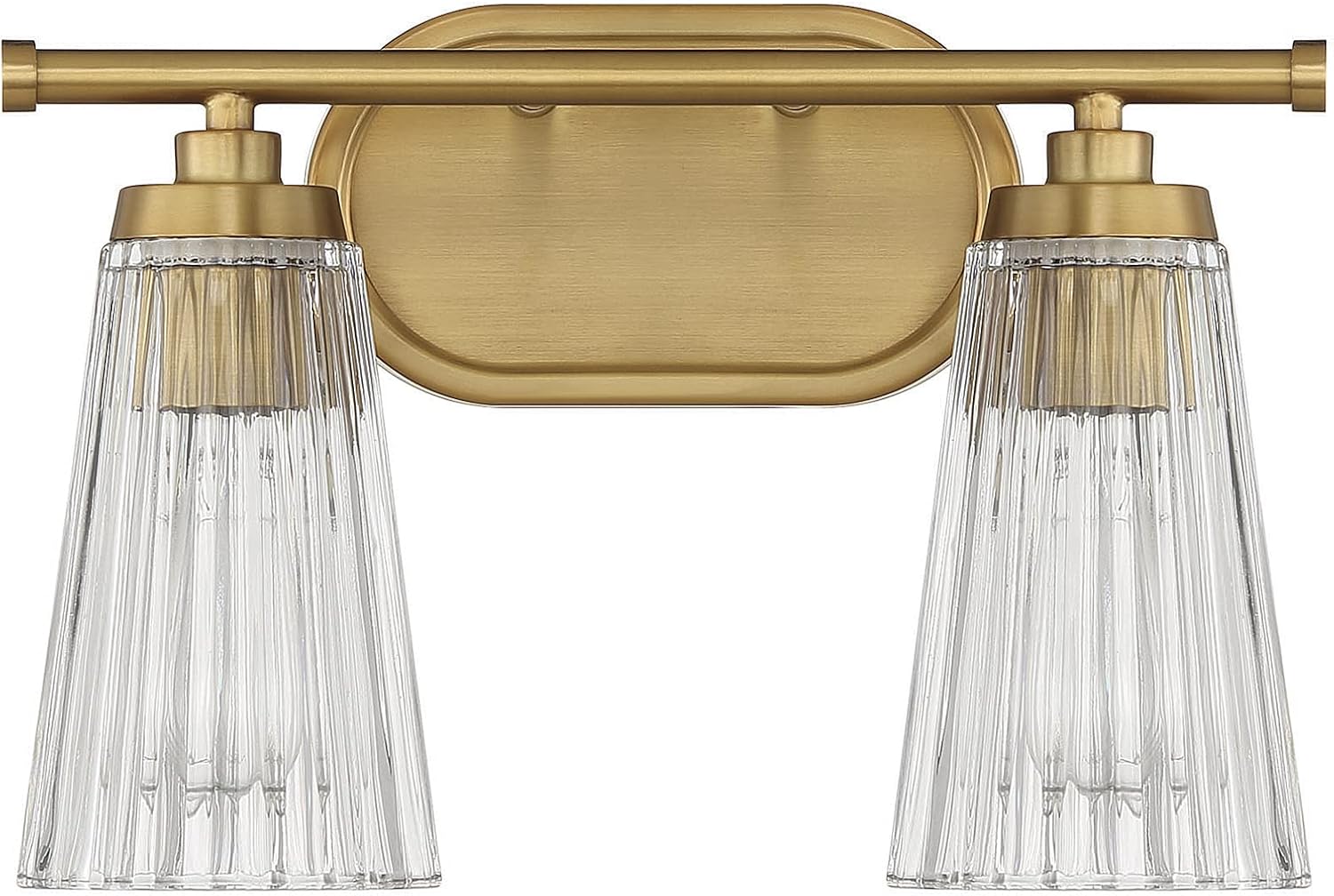 Savoy House 8-1745-2-322 Chantilly Vintage Traditional Clear Ribbed Glass Bathroom Vanity Wall Light, 2-Light 120 Total Watts, 10" H x 14" W, Warm Brass
