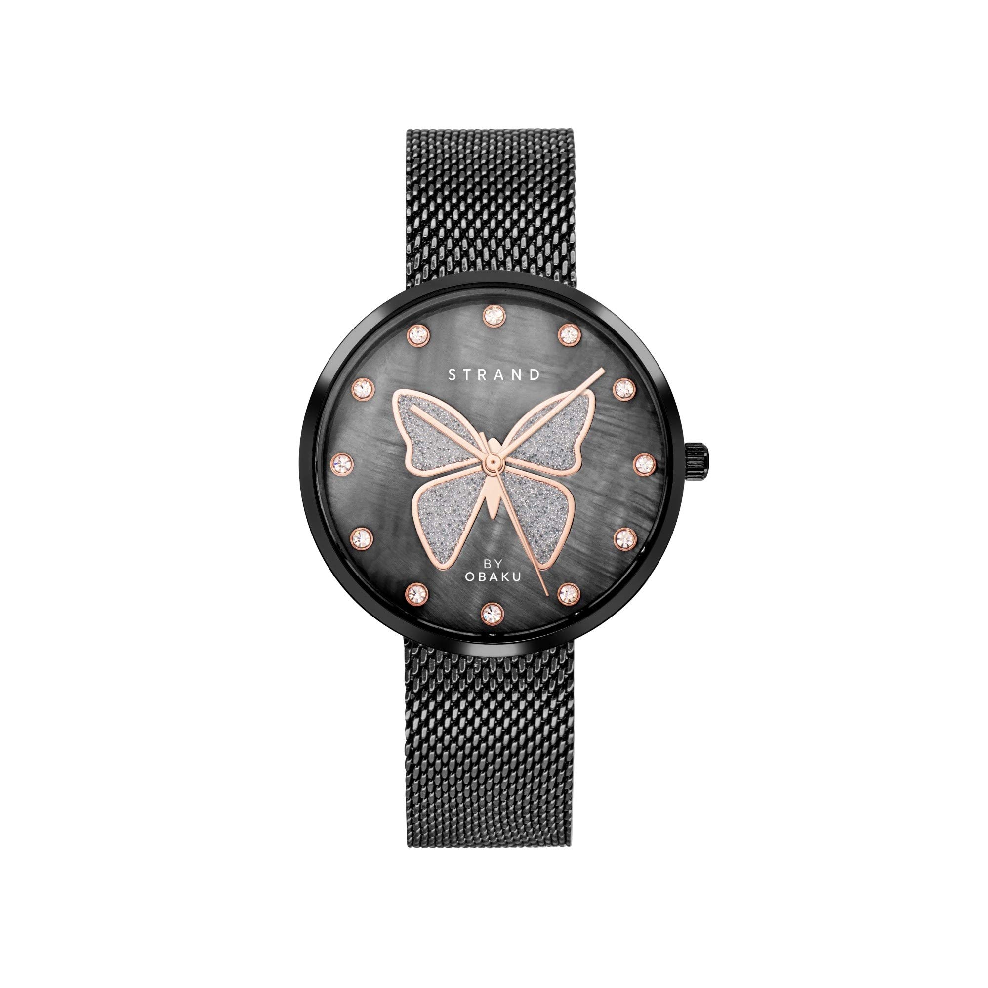 Strand By Obaku Butterfly Charcoal Analog Black Dial Womens Watch-S700LXBBMB-DB (B08ZT2KDWX) Amazon Price History, Amazon Price Tracker