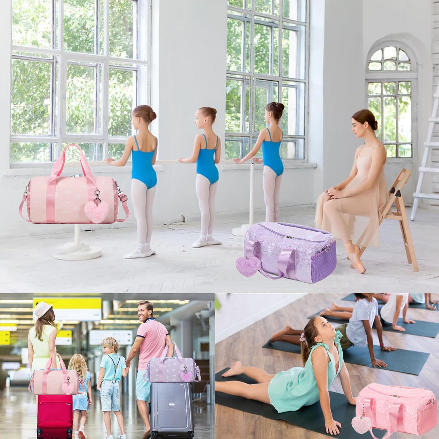 Borsa Sportiva Bambina Borsone Palestra Borsone Piscina Bambina Borsone Danza Ragazza per Tasca Bagnata