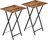 HOOBRO Folding TV Tray Tables Set of 2 - Industrial Snack Side Tables for Couch, Small Spaces, Stable Metal Frame, Easy Assembly BF25BZ01