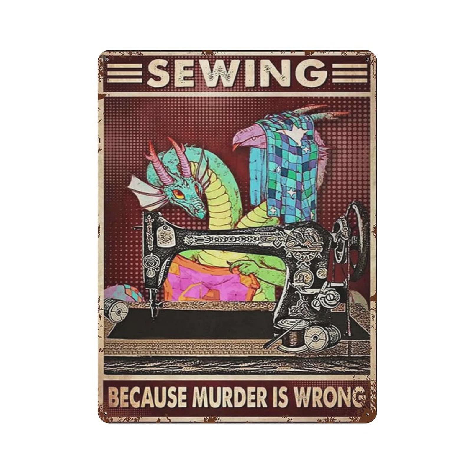 Metal Tin Sign Sewing Vintage Tin Poster Metal Sign Wall Decoration Country Kitchen Home Garage Decor 16"x12"