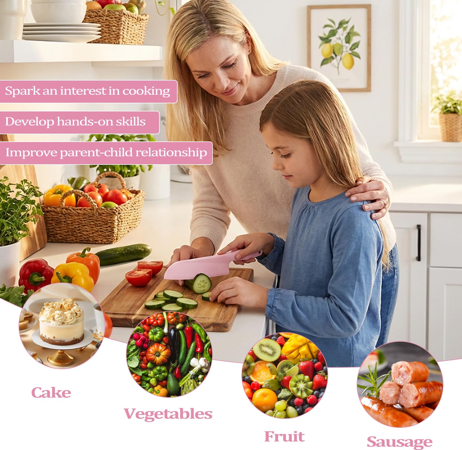 Couteau à Gâteau & Lève Gâteau en Plastique – Sécurisé pour Moules Antiadhésifs, Set 2 Tailles