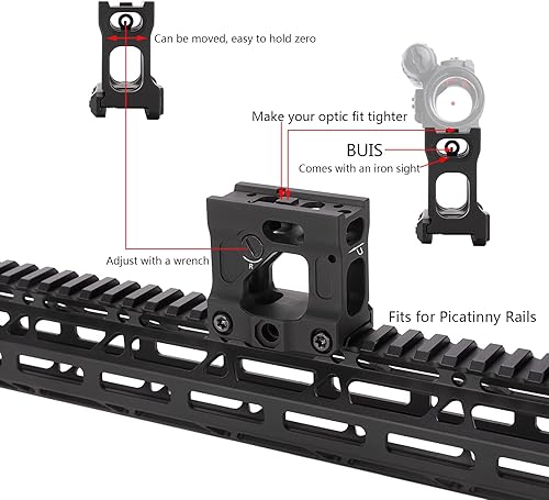 Miniatura 4 de Phoking Montura de Punto Rojo Soporte Elevador Picatinny para Miras T1 T2 H1 H2 Compatible con Todas las Ópticas de Huella