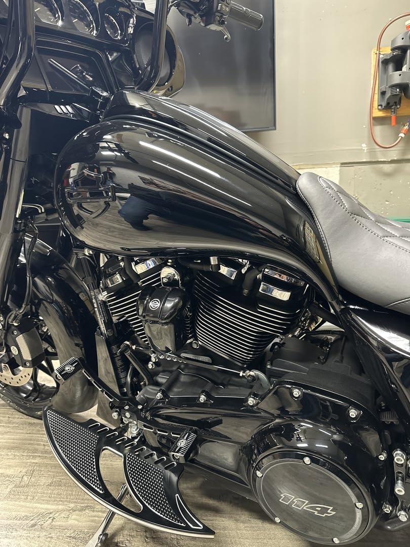 Motorcycle Stretched Tank Covers Gallon Fuel Shrouds Fit for 2009+ Harley Touring FLH - Vivid Black