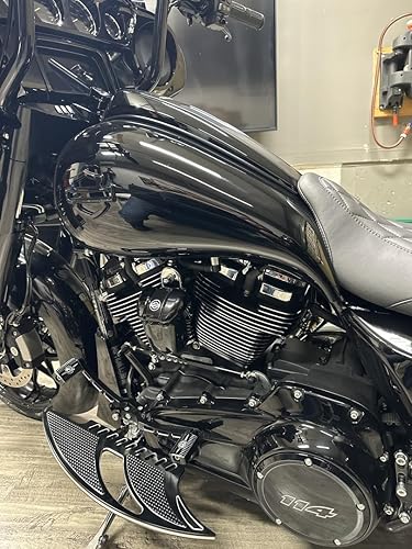 Miniatura 8 de Fundas de tanque estiradas para motocicleta, cubiertas de combustible de un galón para Harley Touring FLH 2009+ - Negro vivo