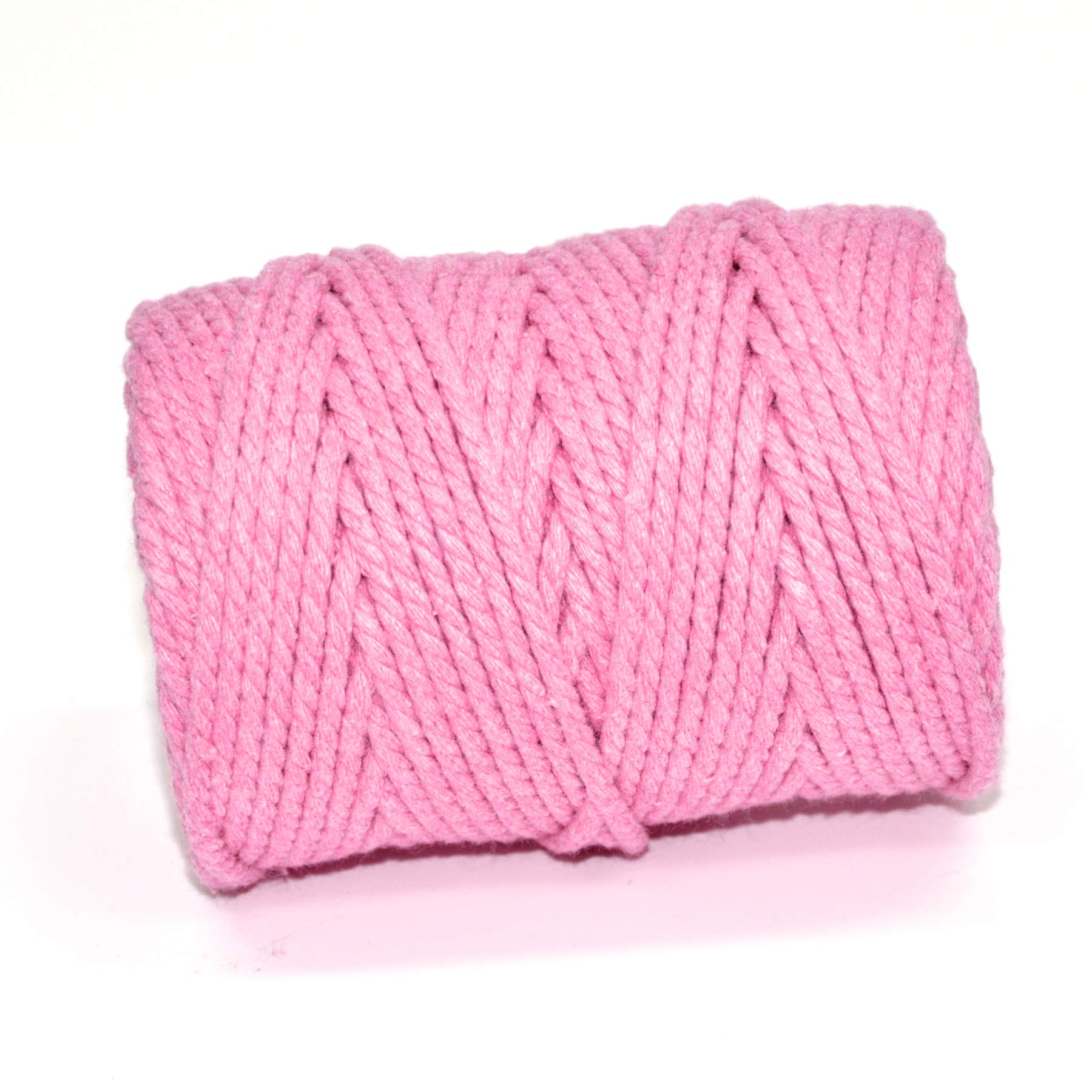 Everlasto Rose Pink 50M Spools - 3 Strand Soft Cotton Coloured Macrame Craft Cord (3.5Mm Approx) (Rose Pink)