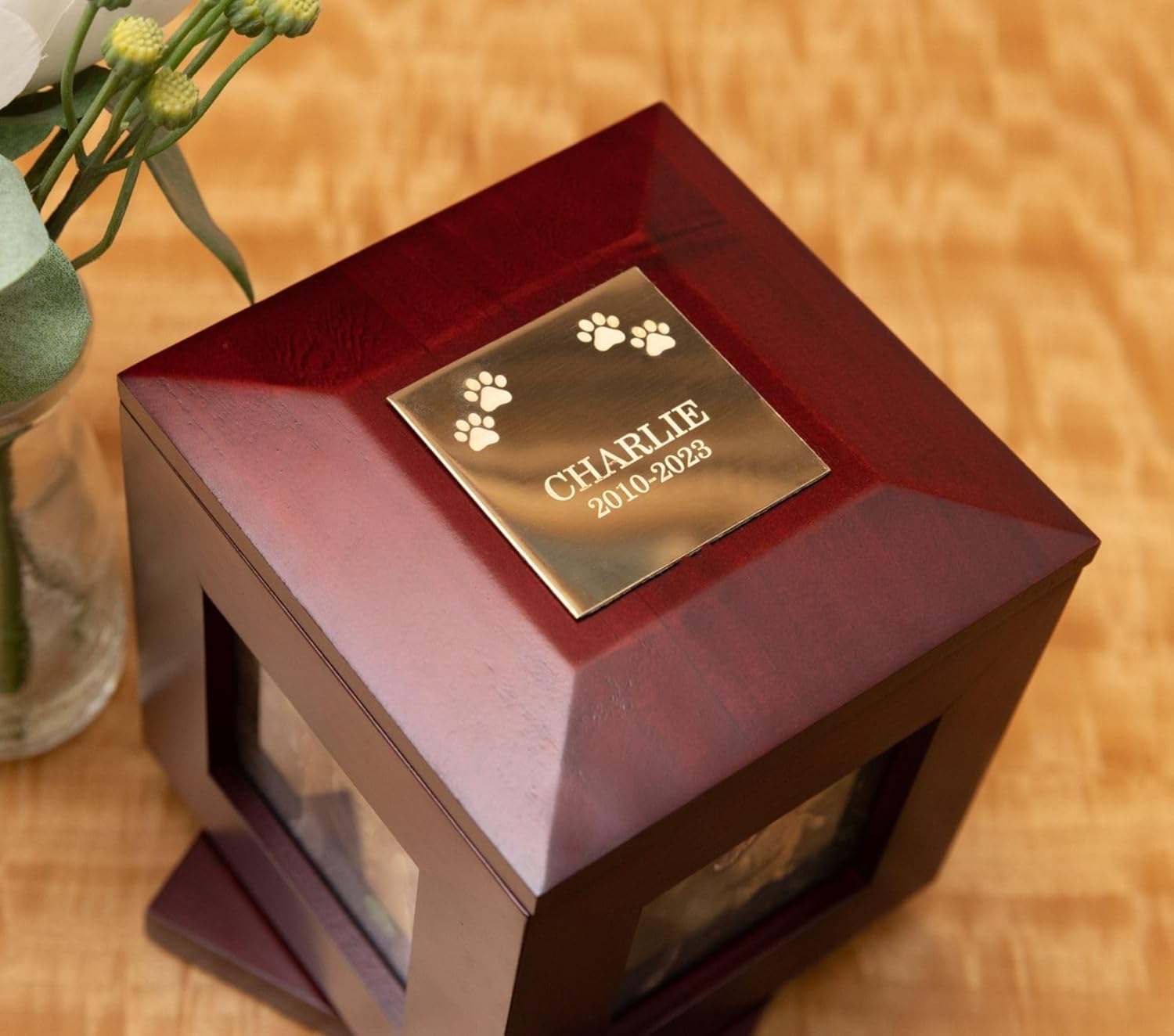 Bey-BerkDeering Moments Personalized Mahogany Photo Frame Cremation Urn, Custom Wooden Urn for Pet or Human Ashes, Holds up to 60 lb